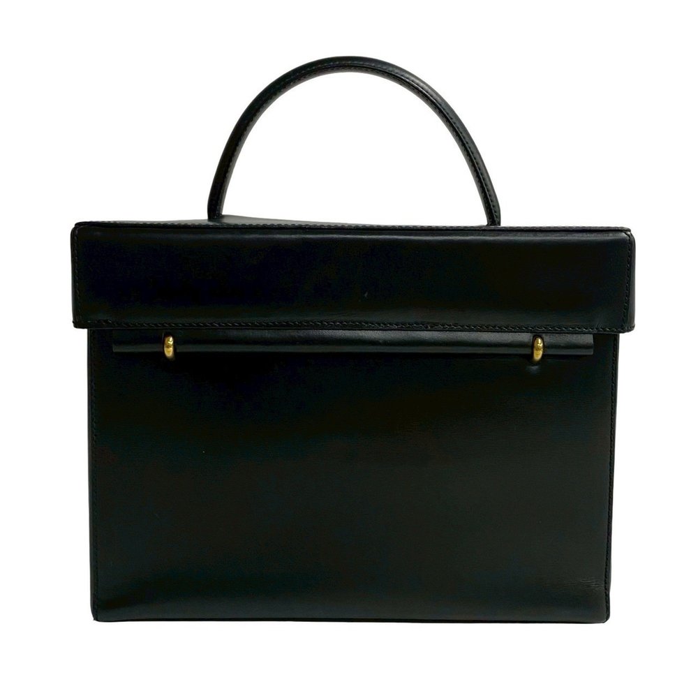 CELINE Logo Carriage Hardware Calfskin Leather Handbag Vanity Bag Makeup Box - Picture 4 of 9